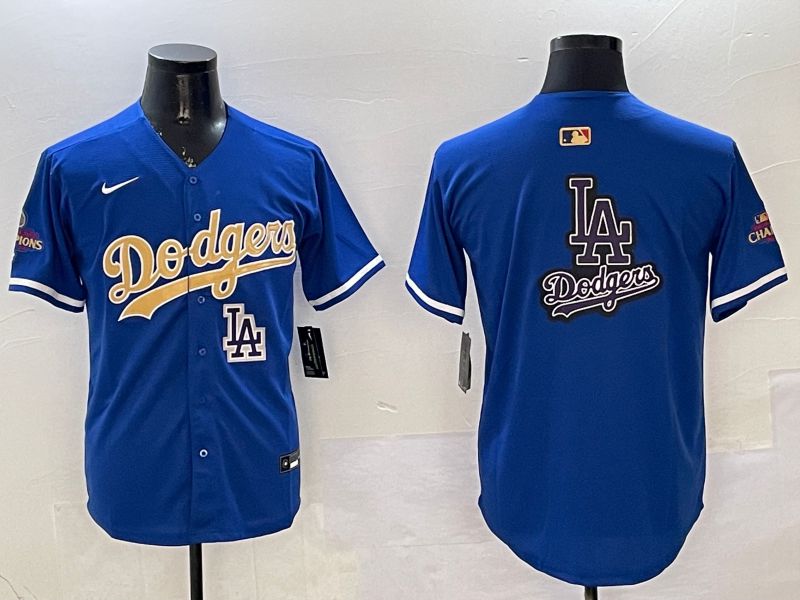 Men Los Angeles Dodgers Blank Blue Champion gold character 2025 Nike MLB Jersey style 24->los angeles dodgers->MLB Jersey